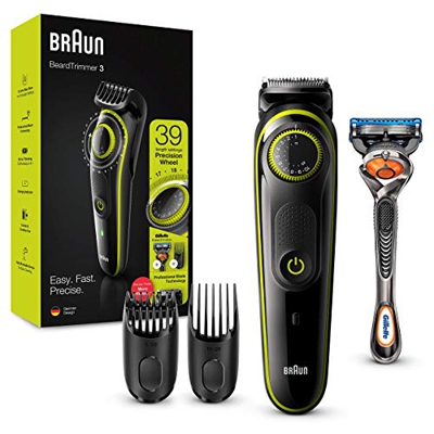 Braun BT3241 Regolabarba, Rifinitore e Tagliacapelli Uomo con Lame Affilate di Lunga Durata e 39 Impostazioni di Lunghezza, Confezione con 85% di Plas