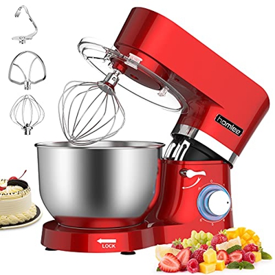 Homlee 1500W Impastatrice Planetaria Multifunzione Professionale, Capacità 5,5 Litri, 6 Velocità Robot da Cucina, Basso Rumore Multifunzione Mixer,Ros
