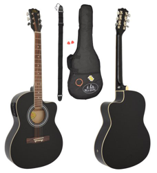 4/4 chitarra acustica western nera con pickup equalizzatore a 4 bande e kit di accessori con custodia imbottita características