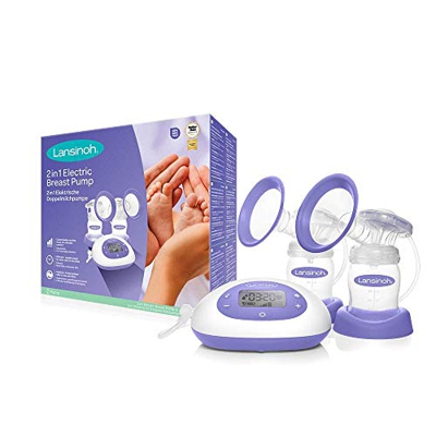 Lansinoh 2 in 1 - Pompa per il latte elettrica con display LCD illuminato, pompa a un lato o su un lato, regolabile individualmente, modello 2021