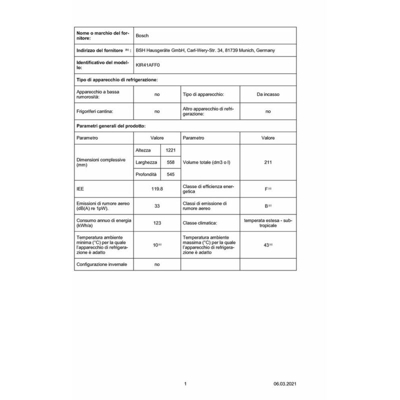 Frigorifero combinato BOSCH KIR41AFF0 Bianco (123 x 56 cm)