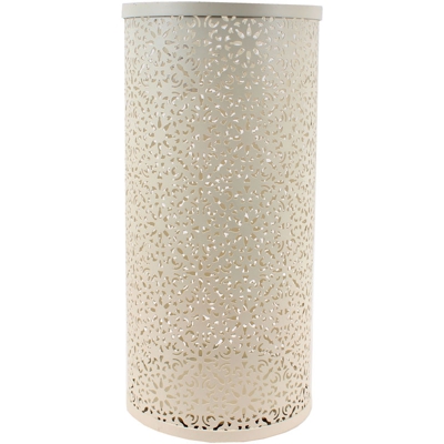 Portaombrelli ombrello contenitore diam.24 cm in ferro e metallo antiruggine rotondo bianco panna con decori intagliati da ingresso casa ufficio