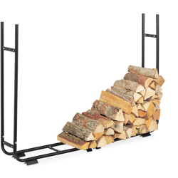 Portalegna Regolabile, Scaffale in Acciaio per Legna da Ardere, Camino, HxLxP: 106 x 148-220 x 22 cm, Nero en oferta