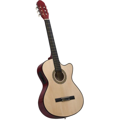 vidaXL Chitarra Acustica Western Cutaway con Equalizzatore e 6 Corde - Marrone