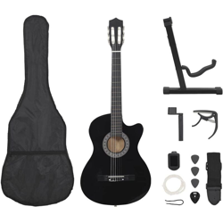 vidaXL Set Chitarra Acustica Western 12 pz con 6 Corde Nera 38" - Nero precio