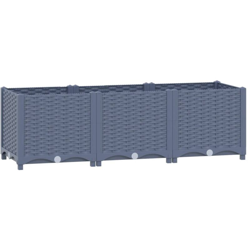 vidaXL Fioriera Rialzata 120x40x38 cm in Polipropilene - Grigio precio
