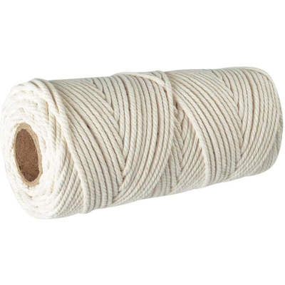 LangRay Corda di cotone macramè 3 mm, filo di cotone 100 m, filo macramè naturale al 100%, corda intrecciata fai da te, arazzo vegetale,