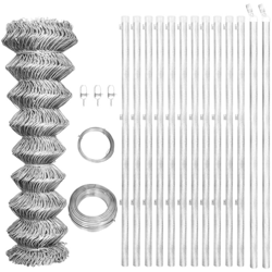 YOUTHUP Recinzione in Rete con Pali in Acciaio Zincato 25x1 m Argento - Argento precio