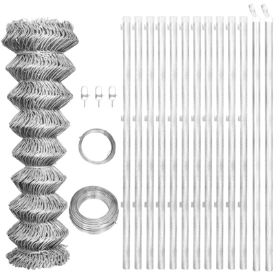 YOUTHUP Recinzione in Rete con Pali in Acciaio Zincato 25x1 m Argento - Argento