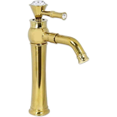 Rubinetto per lavabo con cristalli in vetro canna alta miscelatore monoleva regolabile acqua calda e fredda monocomando per lavandino monoforo da