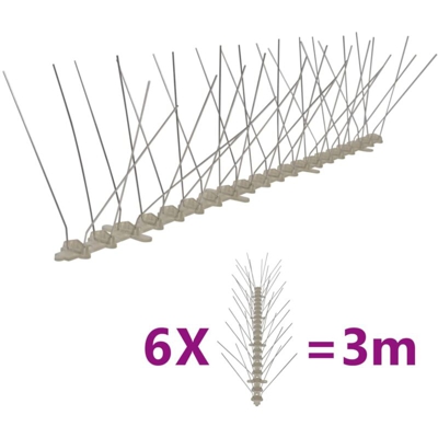 Nova - Set Dissuasori per Uccelli e Piccioni 6 pz 3 m in acciaio inossidabile vari modelli modelli : 4 File