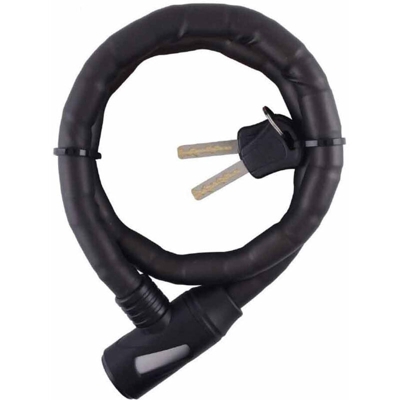 Catenaccio per bicicletta scooter moto catena di sicurezza flessibile antifurto in acciaio rivestita in pvc con 2 chiavi 80 cm spessore 18 mm