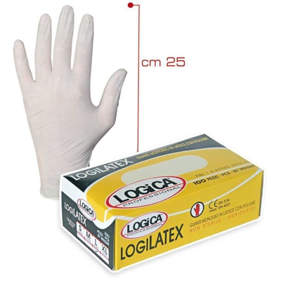 Guanti Lattice con Polvere AQL1,5 Logica 100pz - Misura S