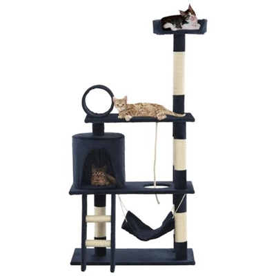 Albero Per Gatti Con Tiragraffi In Sisal 140 Cm Blu Scuro