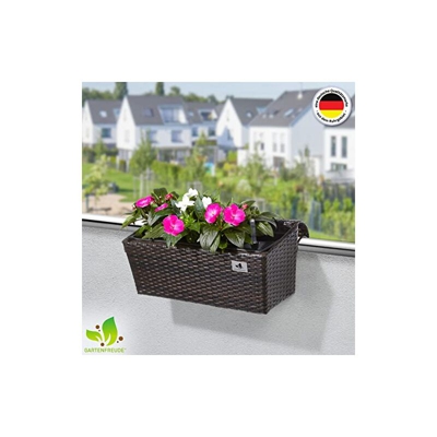 Gartenfreude Cassetta da Giardino in polyrattan, incl. agganci e Sistema per innaffio, Marrone Bicolore, 52 x 25 x 22 cm