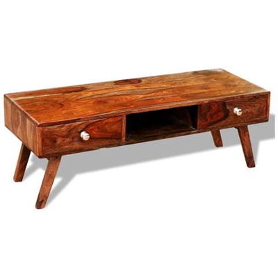 Porta Tv In Legno Massello Di Sheesham 2 Cassetti Vintage 40