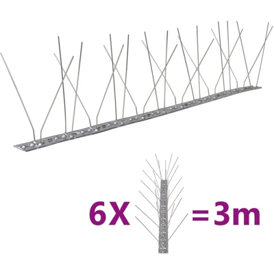 Set Dissuasori per Uccelli e Piccioni 6 pz Acciaio 3 m vari modelli modelli : 4 File