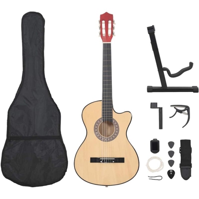 vidaXL Set Chitarra Acustica Western 12 pz con 6 Corde 38" - Marrone