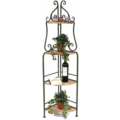 DanDiBo Scaffale ad Angolo Scaffale Malaga in Metallo e Legno 145 cm Libreria Scaffale Bagno