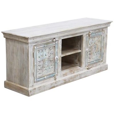 Eter - Porta Tv Legno Di Mango Bianco
