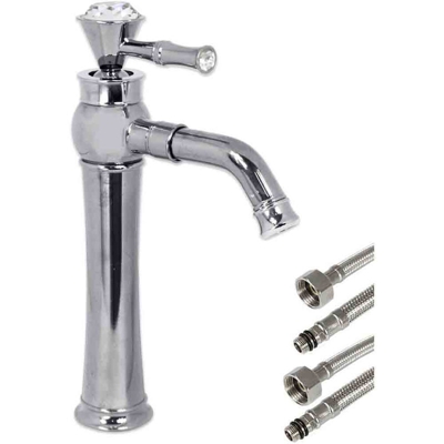 Rubinetto per lavabo con cristalli in vetro canna alta miscelatore monoleva regolabile acqua calda e fredda monocomando per lavandino monoforo da