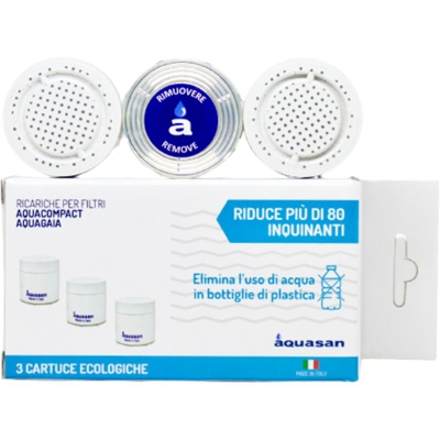 Aquasan 3 Cartucce Ecologiche Ricariche Ricambio Per Filtri Aquacompact/ Aquagaia