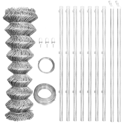 YOUTHUP Recinzione in Rete con Pali in Acciaio Zincato 15x1 m Argento - Argento