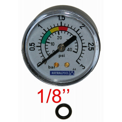 Manometro per Piscina con filtro a sabbia 3 Bars - 4404010101010103 - Attacco 1/8' di fissaggio all'indietro - Astralpool