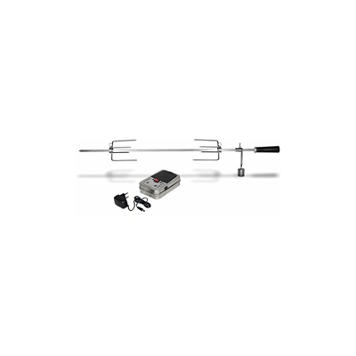 7903 Grill Spiedo Set per barbecue a gas Boston, Acciaio Inossidabile spiedo girevole, Girarrosto, con motore accessorio per barbecue/grill, Argento,
