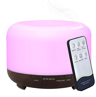 Hantoc Diffusore di Oli Essenziali 450ml, Umidificatore Ultrasuoni Diffusore di Aroma Diffusori Oli Profumati Nebulizzatore Silenzioso Automatico 7 Co