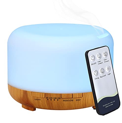 Hantoc Diffusore di Oli Essenziali 450ml, Umidificatore Ultrasuoni Diffusore di Aroma Diffusori Oli Profumati Nebulizzatore Silenzioso Automatico 7 Co