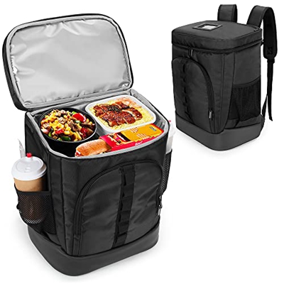 Trunab Zaino Termico Impermeabile Nero per Cibo, Zaino Isotermico Food Delivery Alimenti Asporto, per Spiaggia, Picnic, Campeggio, Doordash, Deliveroo