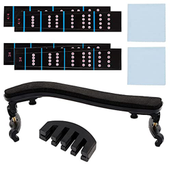 POKIENE Set di 4/4 e 3/4 Poggiaspalla per Violino e Violino Pratica Silenziatore e Adesivo per Tastiera di violino e Panno per Pulizia, Supporto per S precio
