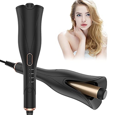 Charites Ferro Arricciacapelli Automatico con Rivestimento in Ceramica, 4 Temperature Regolabili Antiscottatura Riscaldamento Veloce per Capelli Medi 