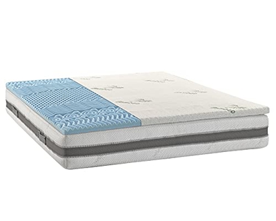 Topper in vero Memory Foam ad Alta Densità - Correttore Materasso Altezza 5 cm, a 7 Zone con Federa di Rivestimento in Bamboo Sfoderabile Traspirante 