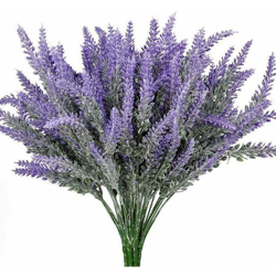 3 PZ Fiori Artificiali Lavanda 7 Rami Fiore Finto Arbusti Viola Verde Cespuglio Pianta Finta Deco per Bouquet di Fiori Corona Vaso Balcone Patio en oferta