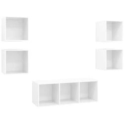 Set Mobile Tv 5 Pz Bianco Lucido In Truciolato precio