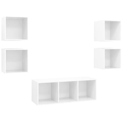 Set Mobile Tv 5 Pz Bianco Lucido In Truciolato