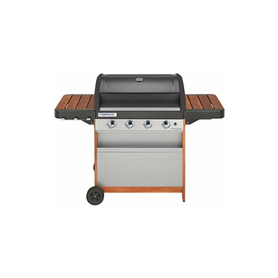 4 Series Woody L Barbecue Grill con 4 Bruciatore, 12.8 kW di Potenza, Sistema di Pulizia Facile InstaClean, Griglia e Piastra in Acciaio, Grigio