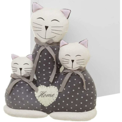 Fermaporta Casa Gatti Ferma Porta Gatto Cuore Home in Tessuto Grigio 26x10x31cm en oferta