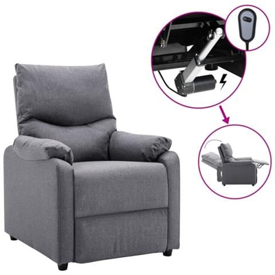Poltrona Elettrica Tv Reclinabile Grigio Chiaro Tessuto