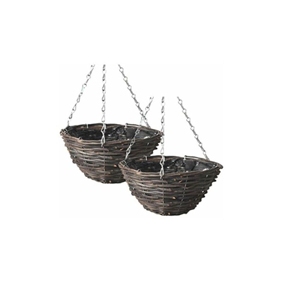 Cabilock - Fioriera sospesa, 20 cm, in corda da appendere, per interni, esterni, balcone, giardino, 2 pezzi, colore nero
