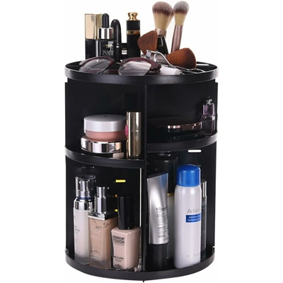 Zqyrlar - Organizzatore per trucco rotante a 360 gradi Organizzatore cosmetico rotondo a 8 strati (nero)