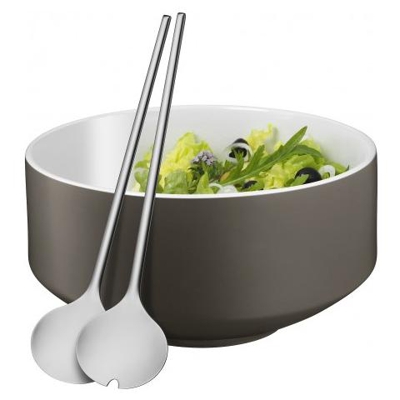 Salatschale 3-teilig lava grey satin Moto, Serving, Rotondo, Grigio, Porcellana, Moto