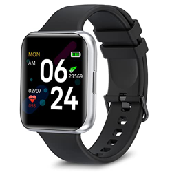 Smart Watch per Telefono Android e iPhone, GROJAT Bluetooth Fitness Tracker, Sensore Incorporato per Monitoraggio della Frequenza Cardiaca, IP68 Conta precio