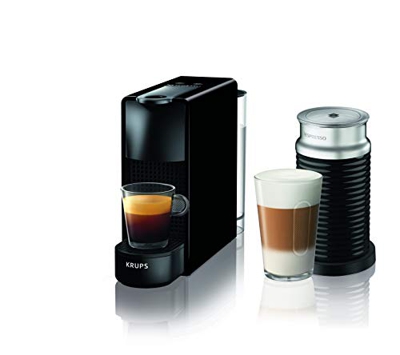 Krups Nespresso Capsule caffè Essenza Mini con Aeroccino, Blocco termico del sistema di riscaldamento, 0.7 L, 1260 W, 19 Bar, Nero