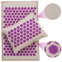 Set Di Cuscini Per Agopuntura Con Tappetino A Punta: L' ago Per Tappetino Da Yoga Allevia Il Collo E Il Dolore Sciatico Rilassa I Muscoli [ set Di Lino Viola] en oferta