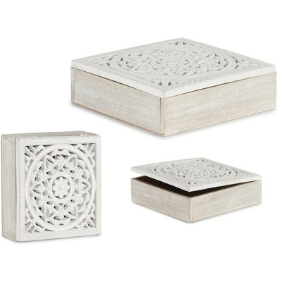 Scatola Decorativa Bianco Legno (23 x 7 x 23 cm)