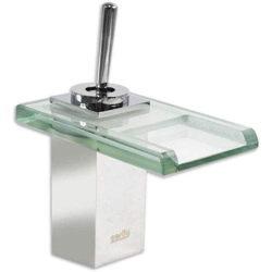 Rubinetto da lavabo con getto a cascata moderno con ugello in vetro temperato miscelatore con maniglia a leva monocomando cromato precio