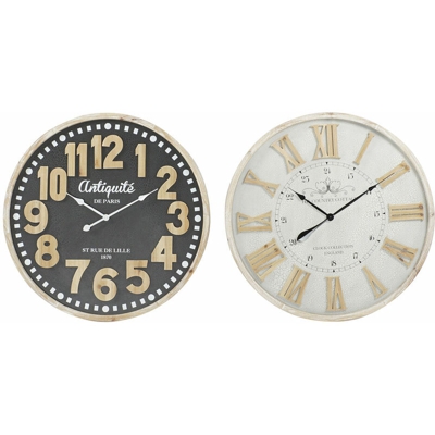 Orologio da Parete DKD Home Decor Marrone Nero Grigio Legno MDF (2 pcs) (80 x 4.5 x 80 cm)